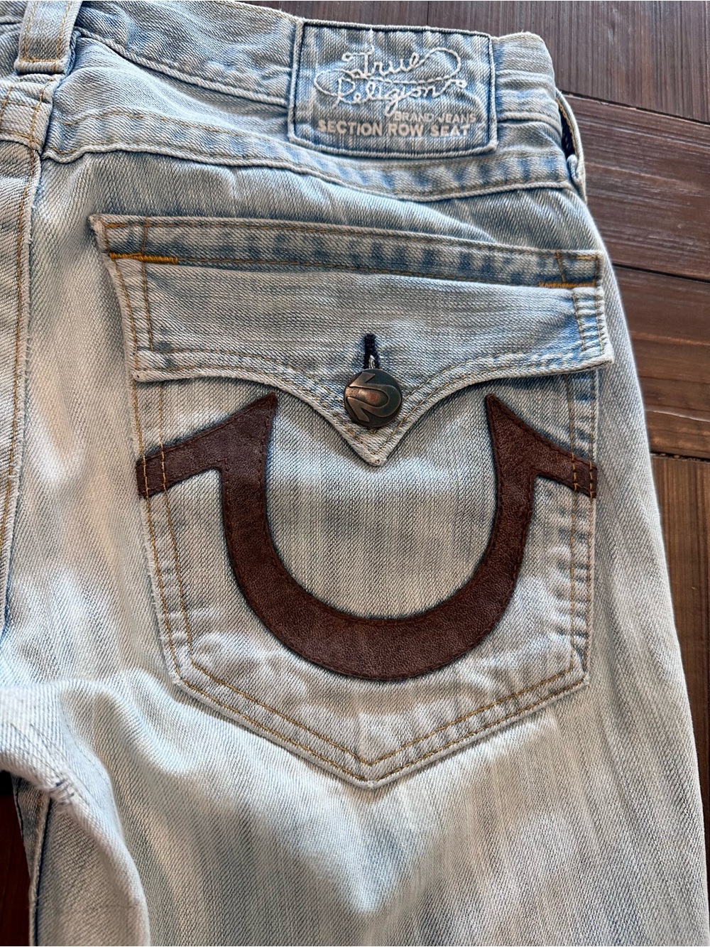 True Religion Vintage Flare Jeans Brown Horseshoe Made in USA